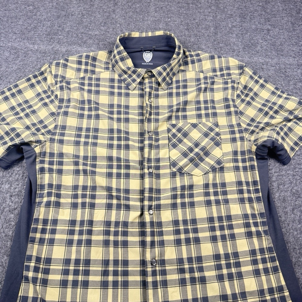 Club Ride Cycling Shirt Mens Medium Plaid Snap Button Bike Cycle Stretch Vented - Picture 2 of 14